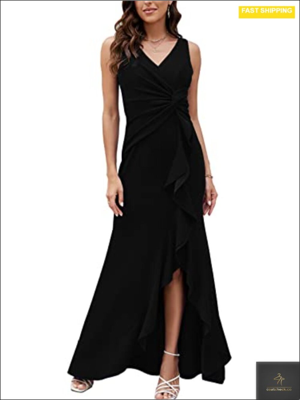 Elegant Formal Maxi Dress V-Neck Sleeveless Mermaid Split Gown